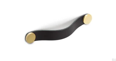 Puxador para móveis Flexa 128 Couro Preto com Dourado