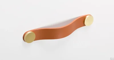 Puxador para móveis Flexa 128 Couro Bege com Dourado