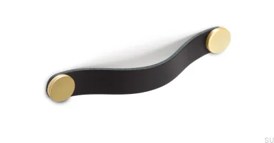 Puxador para móveis Flexa 160 Couro Preto com Dourado