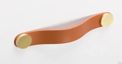 Puxador para móveis Flexa 160 Couro Bege com Dourado