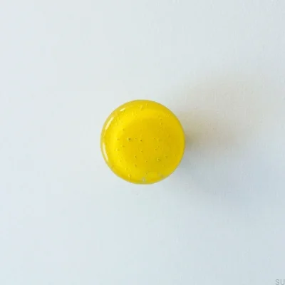 Puxador para móveis, redondo, vidro, amarelo