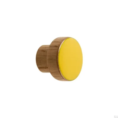 Puxador para móveis Simples, Madeira, Esmaltado, Amarelo, Óleo, Incolor, Semi-fosco