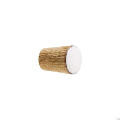 Puxador para móveis Cone Simples Madeira Esmalte Branco Óleo Incolor Semi-fosco