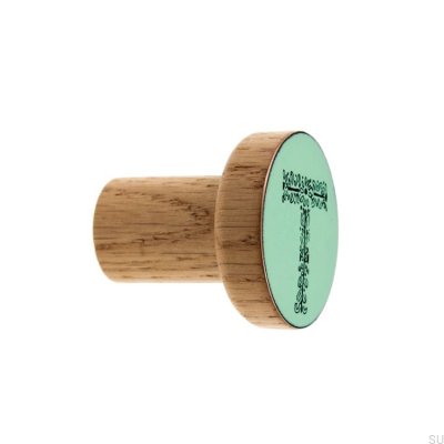 Cabide de parede Alfabeto de Madeira Esmaltado Menta - Óleo Incolor Semi-fosco