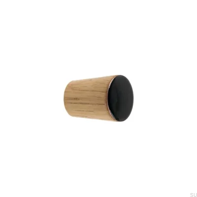 Puxador para móveis Cone Simples Madeira Esmaltado Preto Óleo Incolor Semi-fosco