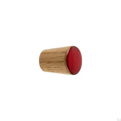 Puxador para móveis Cone Simples Madeira Esmaltado Vermelho Óleo Incolor Semi-fosco