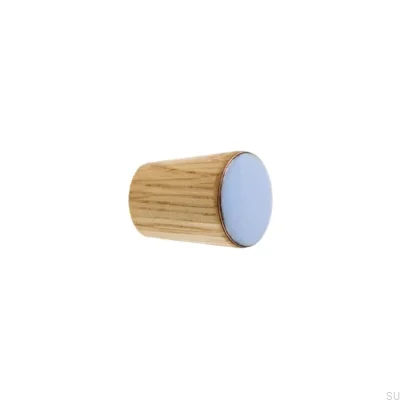 Puxador para móveis Cone Simples Madeira Esmaltado Azul Claro Óleo Incolor Semi-fosco