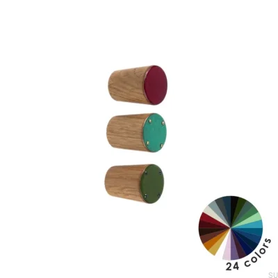 Puxador para móveis simples cone de madeira esmalte rosa claro óleo incolor semi-fosco