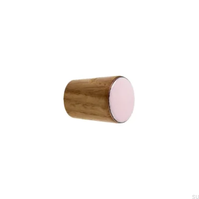 Puxador para móveis simples cone de madeira esmalte rosa claro óleo incolor semi-fosco