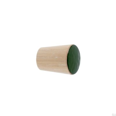 Puxador para móveis Cone Simples Madeira Esmaltado Verde Escuro Branco Óleo