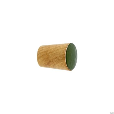 Puxador para móveis Cone Simples Madeira Esmaltado Verde Escuro Óleo Incolor Semi-fosco