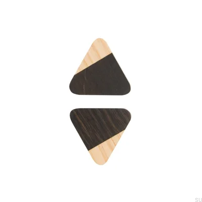 Puxador para móveis apenas dois triangular de madeira marrom escuro - óleo semi-fosco incolor