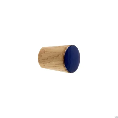 Puxador para móveis Cone Simples Madeira Esmaltado Ultramarino Óleo Semi-fosco