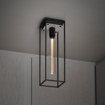 Luminária de teto Caged Cross 1.0 em aço e mármore branco
