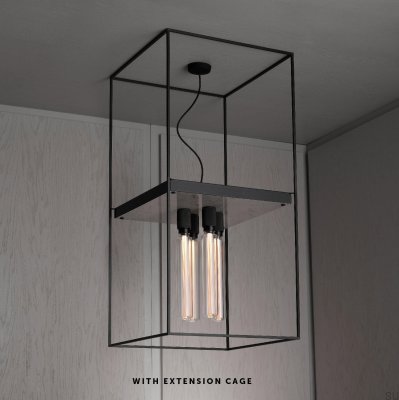Luminária de teto Caged Cross 4.0 em aço e mármore branco