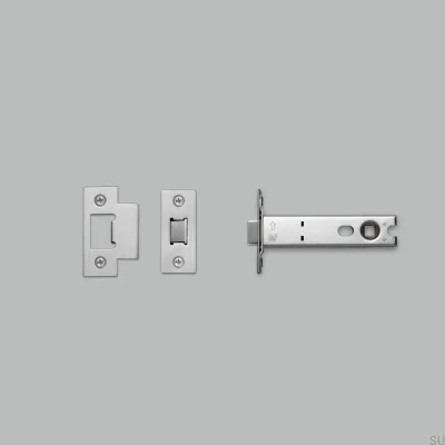 Fecho tubular para maçaneta Latch de 82 mm, aço, prata