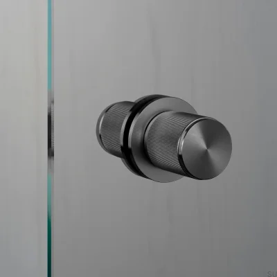 Maçaneta de porta fixa dupla face Linear 57 em aço cor de chumbo