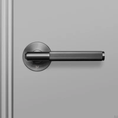 Puxador de porta linear fixo 57 em aço cor de chumbo