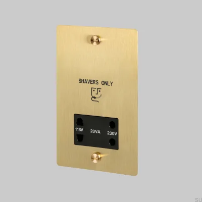 Tomada para barbeador 115V/230V em latão, padrão britânico.