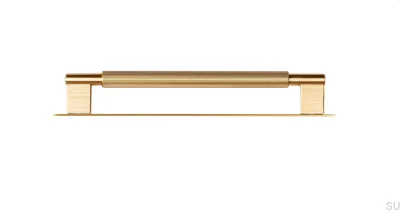 Puxador longitudinal com Placa Arpa 192, Alumínio, Dourado, Escovado