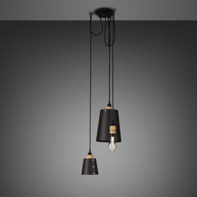 Lustre com cúpulas 3.0 Gancho 2 m Aço Grafite com Latão