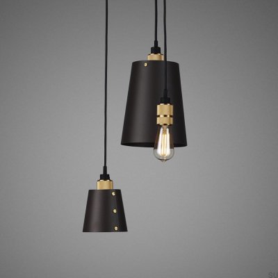 Lustre com cúpulas 3.0 Gancho 2 m Aço Grafite com Latão