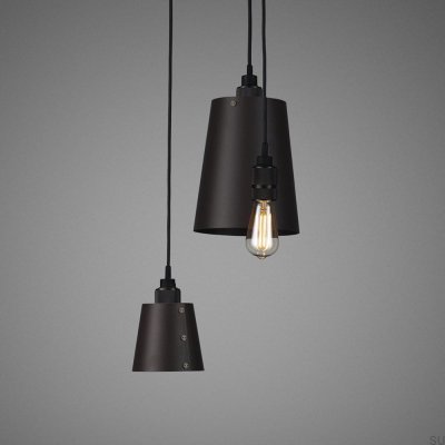Lustre com cúpulas 3.0 Gancho 2 m Aço Grafite com Bronze Queimado