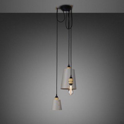 Lustre com cúpulas 3.0 Gancho 2 m Cinza Aço com Latão