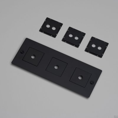 Moldura com placa horizontal de enchimento 3G em aço preto, padrão europeu.