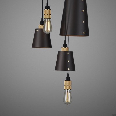 Lustre com cúpulas 6.0 Gancho 2 m Aço Grafite com Latão