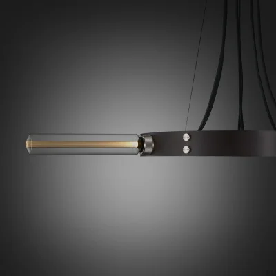 Lustre Hero de 3 m com braços ajustáveis, em aço grafite e prata.