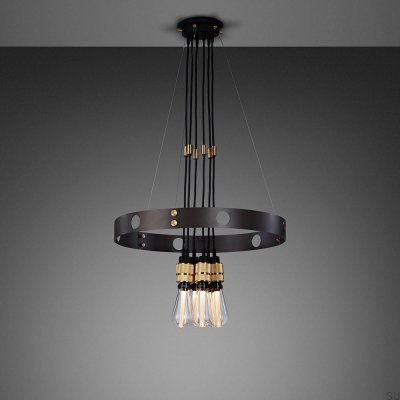 Lustre pendente ajustável Hero 3 m, aço grafite com detalhes em latão.