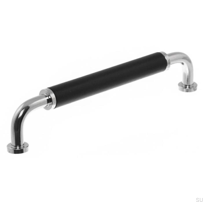 Puxador de móvel oblongo 4820M 128 Níquel Polido com Preto