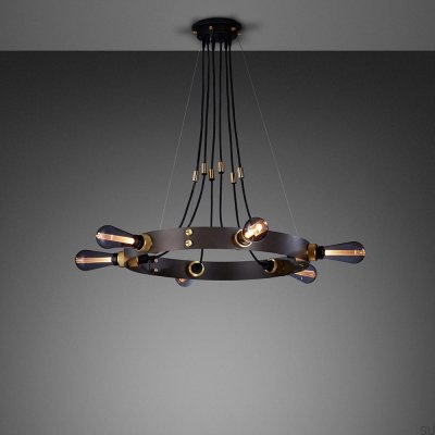 Lustre pendente ajustável Hero 3 m, aço grafite com detalhes em latão.