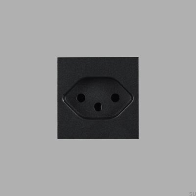 Tomada modular simples tipo J suíça 45mm preta padrão europeu