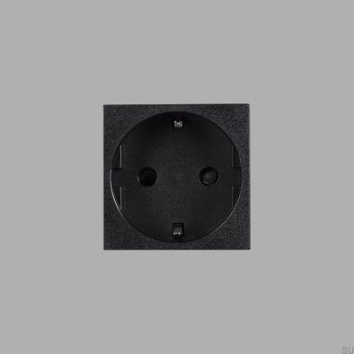 Tomada modular simples Tipo F Schuko 45mm Preta Padrão Europeu