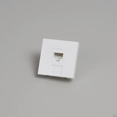 Conector modular RJ45 CAT6 de 45 mm, branco, padrão europeu.