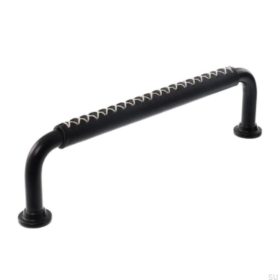 Puxador longitudinal para móvel LX 1353 96 Preto com Couro Preto