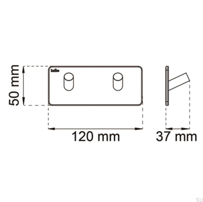Cabide de parede Edge 120, aço inoxidável polido
