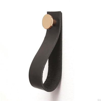 Cabide de parede 0153L Couro Preto com Dourado