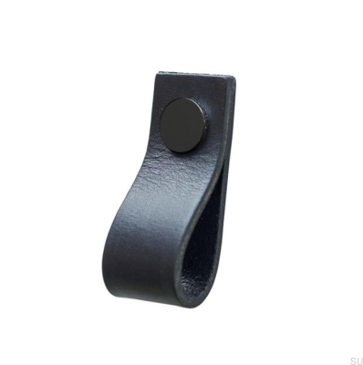 Puxador de móveis Loop Couro Preto com Preto
