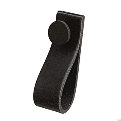 Puxador para móveis Loop 80 Couro Preto com Preto