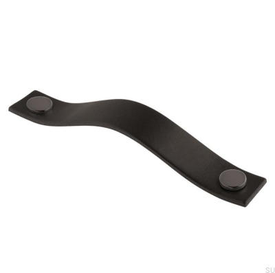  Puxador de móveis oblongo 0156L 128 Couro Preto com Preto