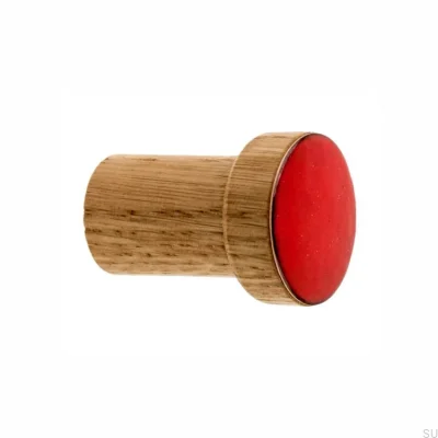 Cabide de parede Simples, Madeira, Esmaltado, Vermelho - Óleo, Incolor Semi-mate