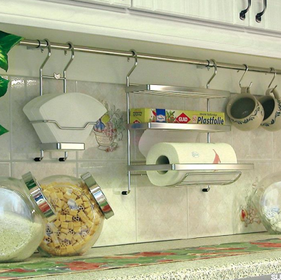 Prateleira de canto para sistema de tubulação de cozinha Cromado polido