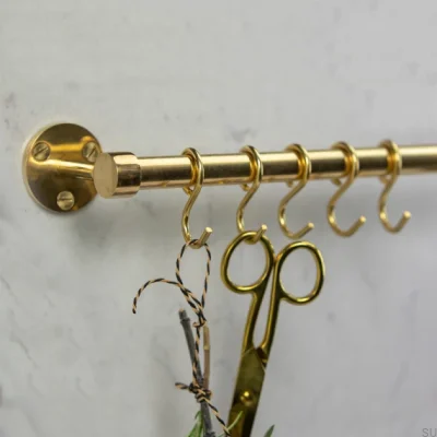 Ganchos para cabide de cozinha Aveny Latão polido sem pintura (5 peças)