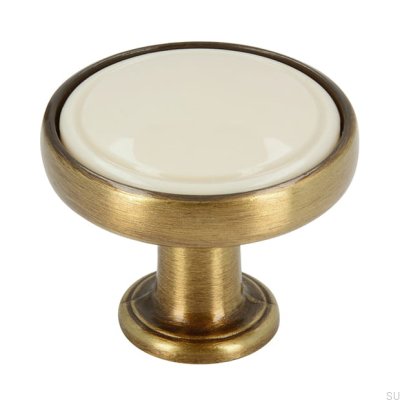 Botão para móveis 1971 30 Bronze Antigo com Bege