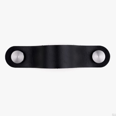 Puxador de móveis alongado Pin-Pin Couro preto com prata