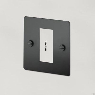 Quadro Euro Plate 1G de módulo único, aço preto, padrão britânico