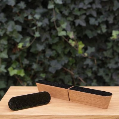 Puxador para móveis Solo Preto 60 Preto Esmaltado - Óleo Incolor Semi-fosco